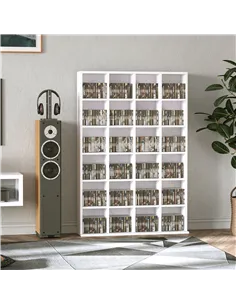 HOMCOM CD Storage Unit with Adjustable Shelves, 89 x 130.5 cm, White 2