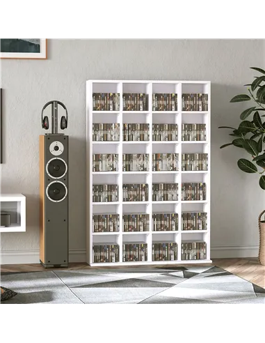HOMCOM CD Storage Unit with Adjustable Shelves, 89 x 130.5 cm, White