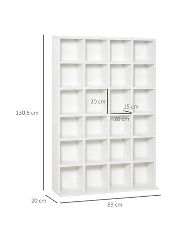 HOMCOM CD Storage Unit with Adjustable Shelves, 89 x 130.5 cm, White