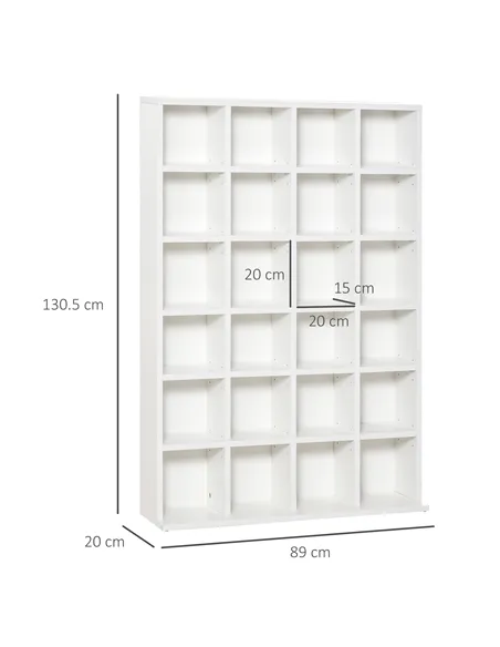 HOMCOM CD Storage Unit with Adjustable Shelves, 89 x 130.5 cm, White