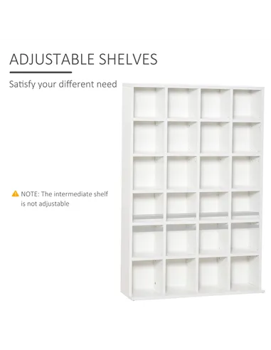 HOMCOM CD Storage Unit with Adjustable Shelves, 89 x 130.5 cm, White