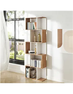 HOMCOM Bookcase, S-Shaped Wooden Bookshelf, 5/6 Tiers Freestanding Storage Shelf, Home Office Decorative Display Stand Rack, Oak 2