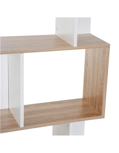 HOMCOM Bookcase, S-Shaped Wooden Bookshelf, 5/6 Tiers Freestanding Storage Shelf, Home Office Decorative Display Stand Rack, Oak