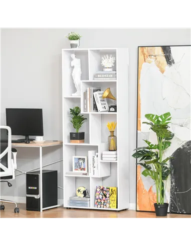 HOMCOM 8-Cube Bookcase, Tall Display Shelf, Standing Storage Rack for Study Room, Living Room, 70 x 24 x 178cm, White