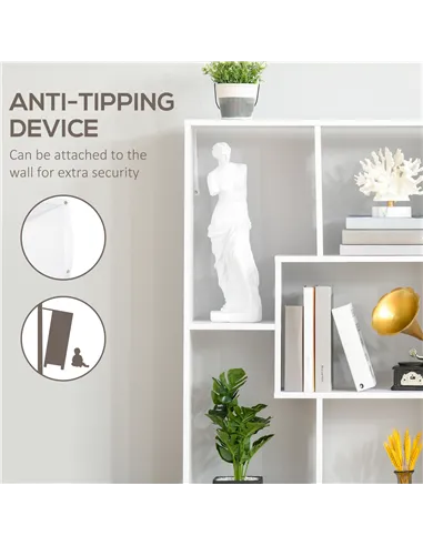 HOMCOM 8-Cube Bookcase, Tall Display Shelf, Standing Storage Rack for Study Room, Living Room, 70 x 24 x 178cm, White