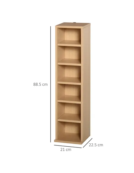 HOMCOM 204 CD Media Display Shelf Unit Set of 2 Blu-Ray Tower Rack w/ Adjustable Shelves Bookcase Storage Organiser, Natural Woo