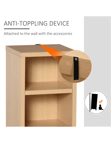 HOMCOM 204 CD Media Display Shelf Unit Set of 2 Blu-Ray Tower Rack w/ Adjustable Shelves Bookcase Storage Organiser, Natural Woo