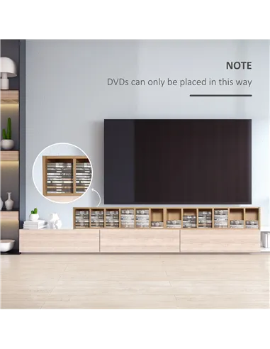 HOMCOM 204 CD Media Display Shelf Unit Set of 2 Blu-Ray Tower Rack w/ Adjustable Shelves Bookcase Storage Organiser, Natural Woo