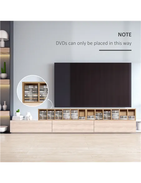 HOMCOM 204 CD Media Display Shelf Unit Set of 2 Blu-Ray Tower Rack w/ Adjustable Shelves Bookcase Storage Organiser, Natural Woo