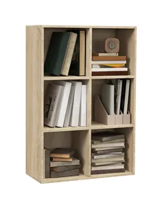 HOMCOM Six-Cube Bookcase - Oak Wood Effect