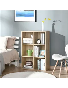 HOMCOM Six-Cube Bookcase - Oak Wood Effect 2