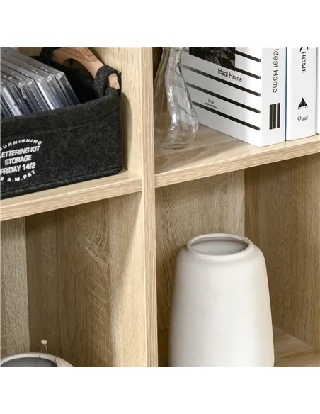 HOMCOM Six-Cube Bookcase - Oak Wood Effect