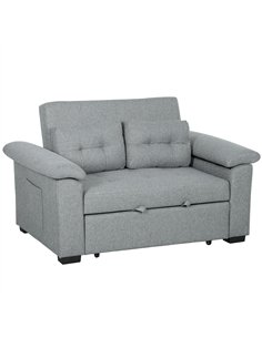 HOMCOM Pull Out Sofa Bed, Fabric 2 Seater Click Clack Sofa Bed Settee with 2 Pocket Springs, Convertible Sofa Couch with Pillows