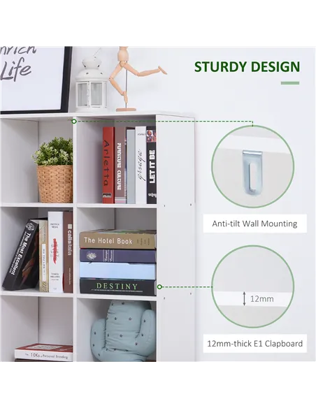 HOMCOM Nine-Cube Storage Shelf - White