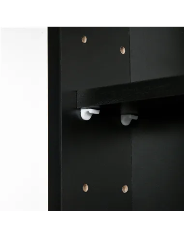 HOMCOM 5-Tier Wall Display Shelf Unit Cabinet w/ 4 Adjustable Shelves Glass Doors Home Office Ornaments 60x80cm Black