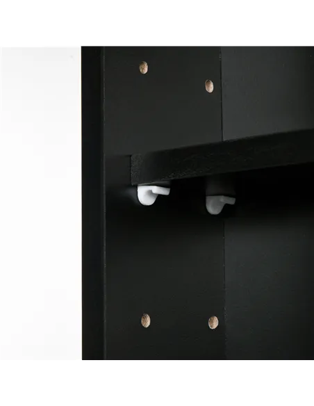 HOMCOM 5-Tier Wall Display Shelf Unit Cabinet w/ 4 Adjustable Shelves Glass Doors Home Office Ornaments 60x80cm Black