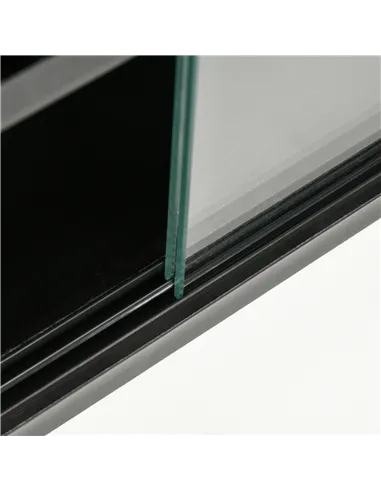 HOMCOM 5-Tier Wall Display Shelf Unit Cabinet w/ 4 Adjustable Shelves Glass Doors Home Office Ornaments 60x80cm Black