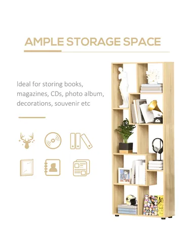 HOMCOM 8-Cube Bookcase, Tall Display Shelf, Standing Storage Rack for Study Room, Living Room, 70 x 24 x 178cm, Natural