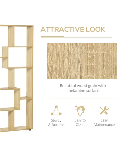 HOMCOM 8-Cube Bookcase, Tall Display Shelf, Standing Storage Rack for Study Room, Living Room, 70 x 24 x 178cm, Natural