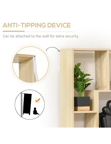 HOMCOM 8-Cube Bookcase, Tall Display Shelf, Standing Storage Rack for Study Room, Living Room, 70 x 24 x 178cm, Natural