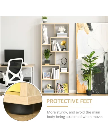 HOMCOM 8-Cube Bookcase, Tall Display Shelf, Standing Storage Rack for Study Room, Living Room, 70 x 24 x 178cm, Natural