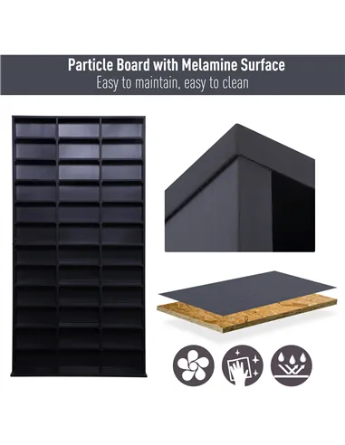 HOMCOM 1116 CD/ 528 DVD Storage Unit, Media Storage Shelf, Wooden Display Unit with Adjustable Shelves, 102 x 195 cm, Black