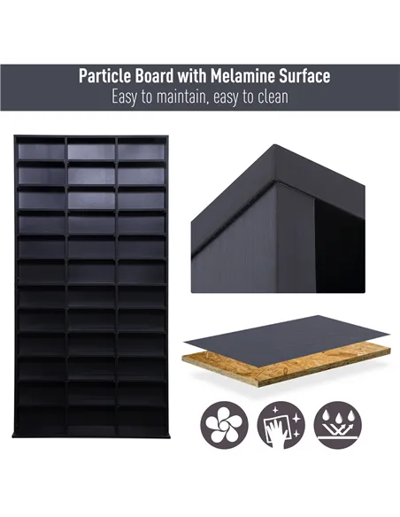 HOMCOM 1116 CD/ 528 DVD Storage Unit, Media Storage Shelf, Wooden Display Unit with Adjustable Shelves, 102 x 195 cm, Black