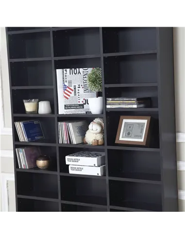HOMCOM 1116 CD/ 528 DVD Storage Unit, Media Storage Shelf, Wooden Display Unit with Adjustable Shelves, 102 x 195 cm, Black