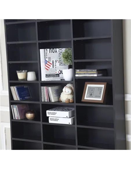 HOMCOM 1116 CD/ 528 DVD Storage Unit, Media Storage Shelf, Wooden Display Unit with Adjustable Shelves, 102 x 195 cm, Black