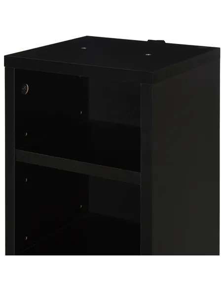 HOMCOM 204 CD Media Display Shelf Unit Set of 2 Blu-Ray Tower Rack w/ Adjustable Shelves Bookcase Storage Organiser, Black