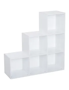 HOMCOM 3-tier Step 6 Cubes Storage Unit Particle Board Cabinet Bookcase Organiser Home Office Shelves - White