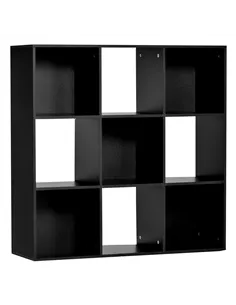 HOMCOM 3-tier 9 Cubes Storage Unit Particle Board Cupboard Bookcase Organiser Home Office Shelves, Black