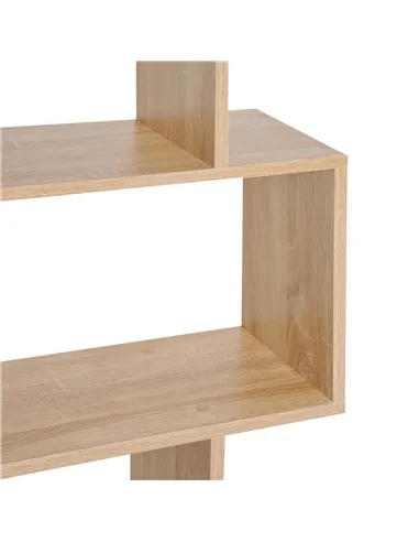 HOMCOM Bookcase, 6 Tier Shelf S Shaped Bookshelf, Storage Unit, Display Shelf for Living Room, Bedroom, Home Office, Plant, Oak