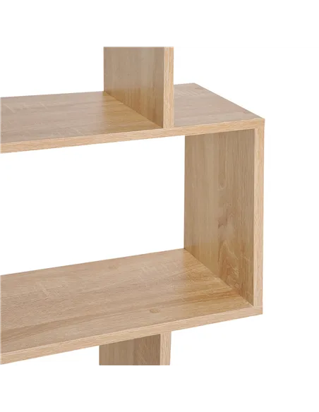 HOMCOM Bookcase, 6 Tier Shelf S Shaped Bookshelf, Storage Unit, Display Shelf for Living Room, Bedroom, Home Office, Plant, Oak