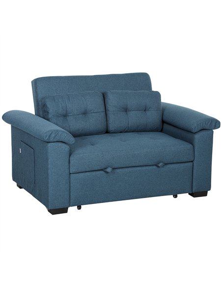 HOMCOM Pull Out Sofa Bed, Fabric 2 Seater Click Clack Sofa Bed Settee with 2 Pocket Springs, Convertible Sofa Couch with Pillows