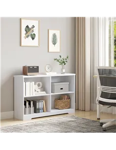 HOMCOM Wooden Cube Bookcase, 2 Tier Open Storage Shelving Unit with 4 Compartments, Freestanding Display Bookshelf for Home Offi 2