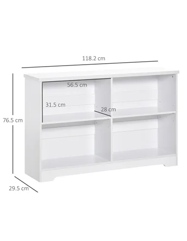 HOMCOM Wooden Cube Bookcase, 2 Tier Open Storage Shelving Unit with 4 Compartments, Freestanding Display Bookshelf for Home Offi