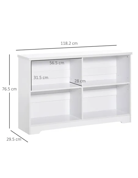 HOMCOM Wooden Cube Bookcase, 2 Tier Open Storage Shelving Unit with 4 Compartments, Freestanding Display Bookshelf for Home Offi