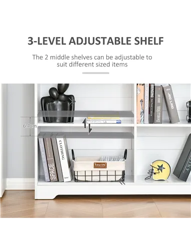 HOMCOM Wooden Cube Bookcase, 2 Tier Open Storage Shelving Unit with 4 Compartments, Freestanding Display Bookshelf for Home Offi