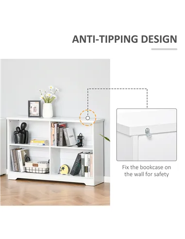 HOMCOM Wooden Cube Bookcase, 2 Tier Open Storage Shelving Unit with 4 Compartments, Freestanding Display Bookshelf for Home Offi