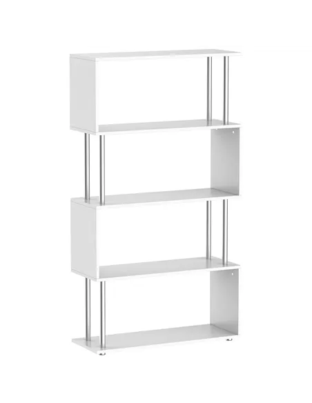 HOMCOM S Shape Bookcase, 5 Tiers Bookshelf, Modern Freestanding Storage Shelf for Home Office, Study, Living Room, 80 x 30 x 145