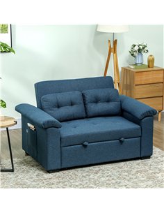 HOMCOM Pull Out Sofa Bed, Fabric 2 Seater Click Clack Sofa Bed Settee with 2 Pocket Springs, Convertible Sofa Couch with Pillows 2