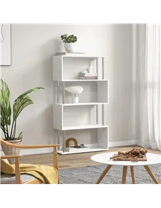 HOMCOM S Shape Bookcase, 5 Tiers Bookshelf, Modern Freestanding Storage Shelf for Home Office, Study, Living Room, 80 x 30 x 145 2