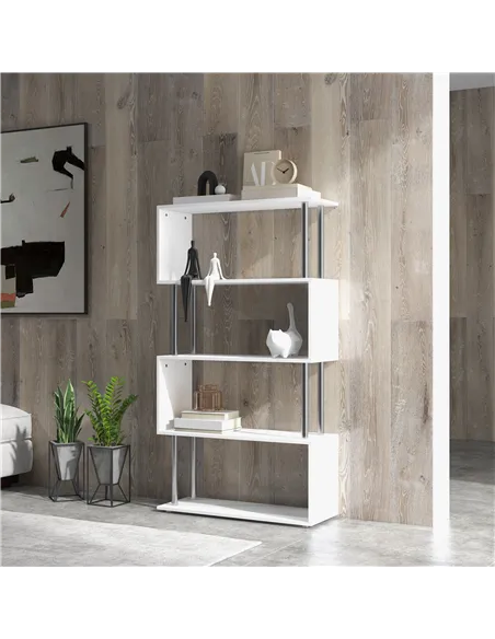 HOMCOM S Shape Bookcase, 5 Tiers Bookshelf, Modern Freestanding Storage Shelf for Home Office, Study, Living Room, 80 x 30 x 145