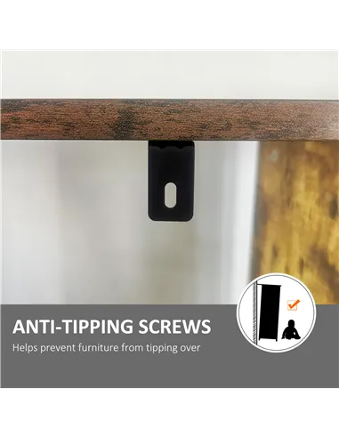 HOMCOM Industrial Storage Unit, 5 Tiers Bookcase with Open Compartments for Office Living Room, Bedroom, Rustic Brown and Black