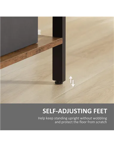 HOMCOM Industrial Storage Unit, 5 Tiers Bookcase with Open Compartments for Office Living Room, Bedroom, Rustic Brown and Black