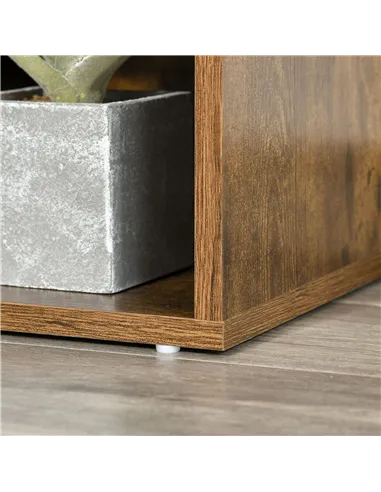 HOMCOM Bookcase Storage Shelf with Cushioned Reading Seat, Cube Bookshelf Organizer for Bedroom Living Room, Rustic Brown