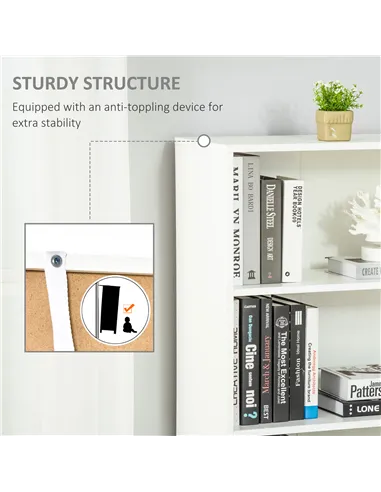 HOMCOM 6-Tier Tall Bookcase, Bookshelf with 4 Open Shelves and Double Door Storage Cabinet, Freestanding Display Rack for Living