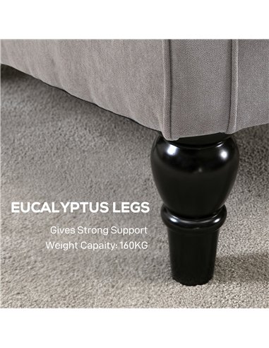 HOMCOM Retro Accent Chair, Wingback Armchair with Wood Frame Button Tufted Design for Living Room Bedroom, Grey