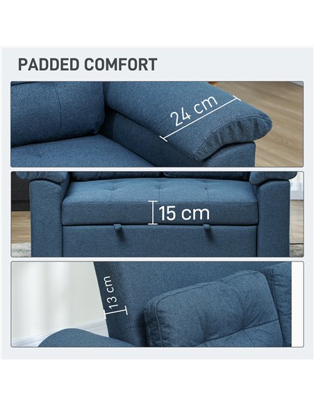 HOMCOM Pull Out Sofa Bed, Fabric 2 Seater Click Clack Sofa Bed Settee with 2 Pocket Springs, Convertible Sofa Couch with Pillows